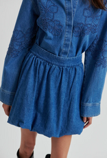 Second Female Cornelia Denim Mini Balloon Skirt Blue Denim
