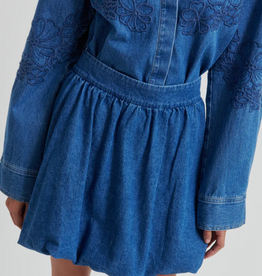 Second Female Cornelia Denim Mini Balloon Skirt Blue Denim