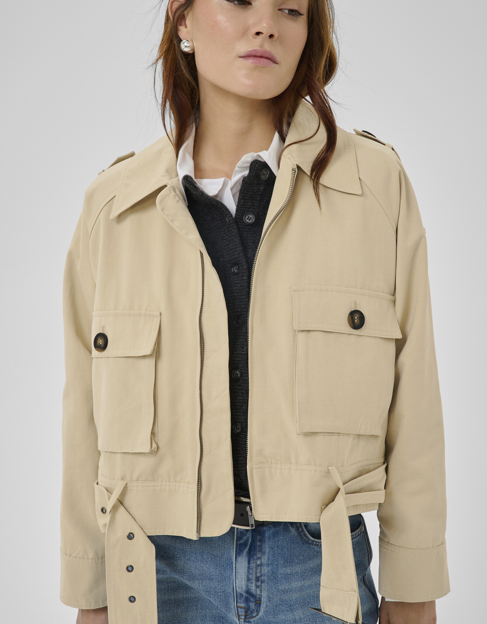 My Essential Wardrobe Lyon Short Jacket Brown  Rice
