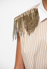Dante 6 Rhobin Sleeveless Fringe Detail Shirt Sand Beige