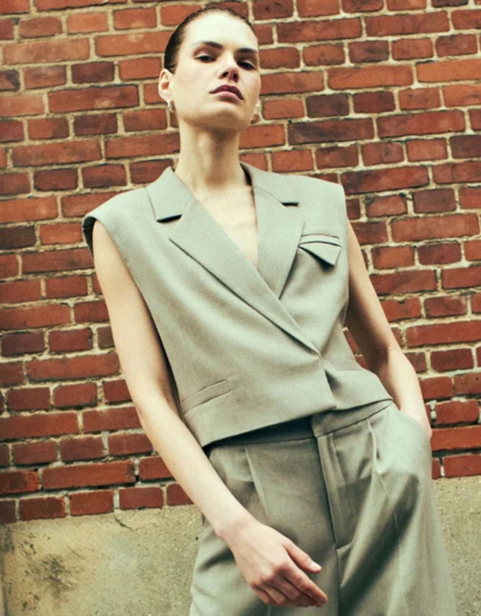 Cph Muse 207270 Tailor Double Pocket Waistcoat Winter Twig Melange