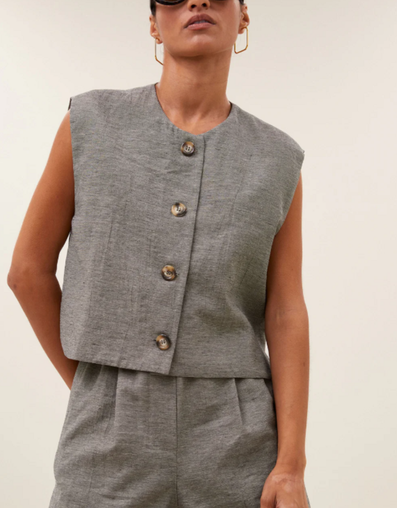 By Bar Nori Melange Gilet Charcoal Melee