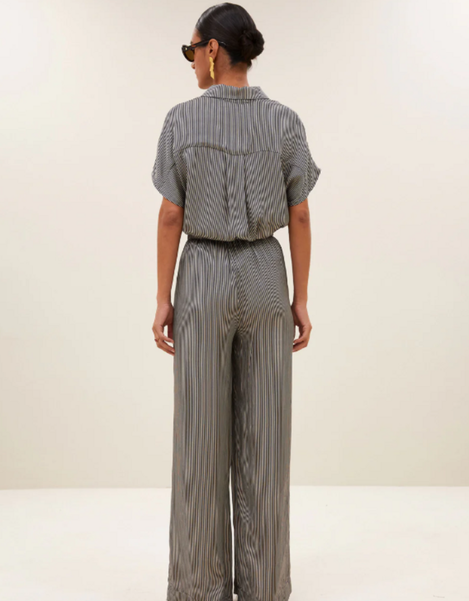 By Bar Benji Silky Stripe Pants Jet Black