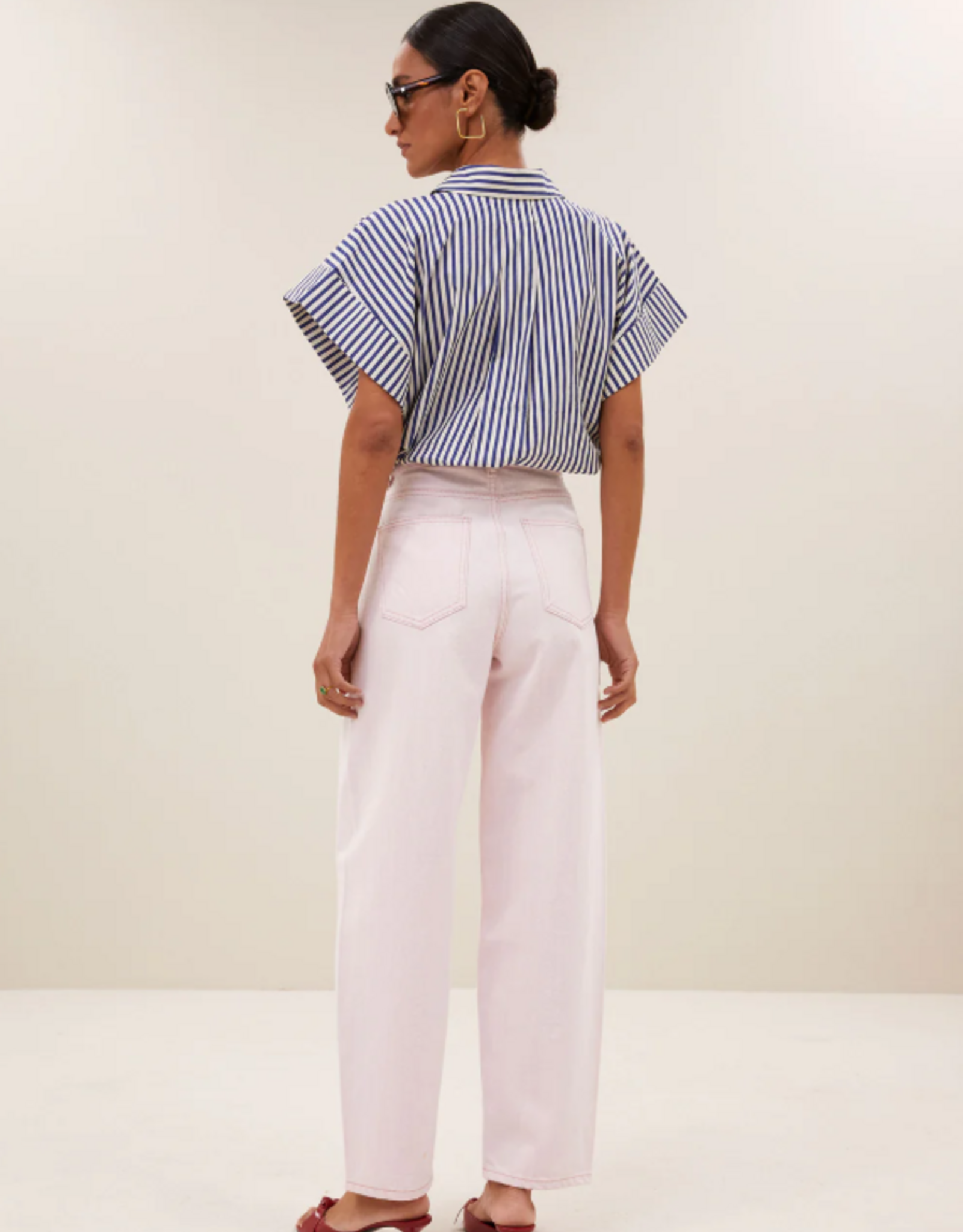 By Bar Pixie Blue Stripe Blouse Dark Blue