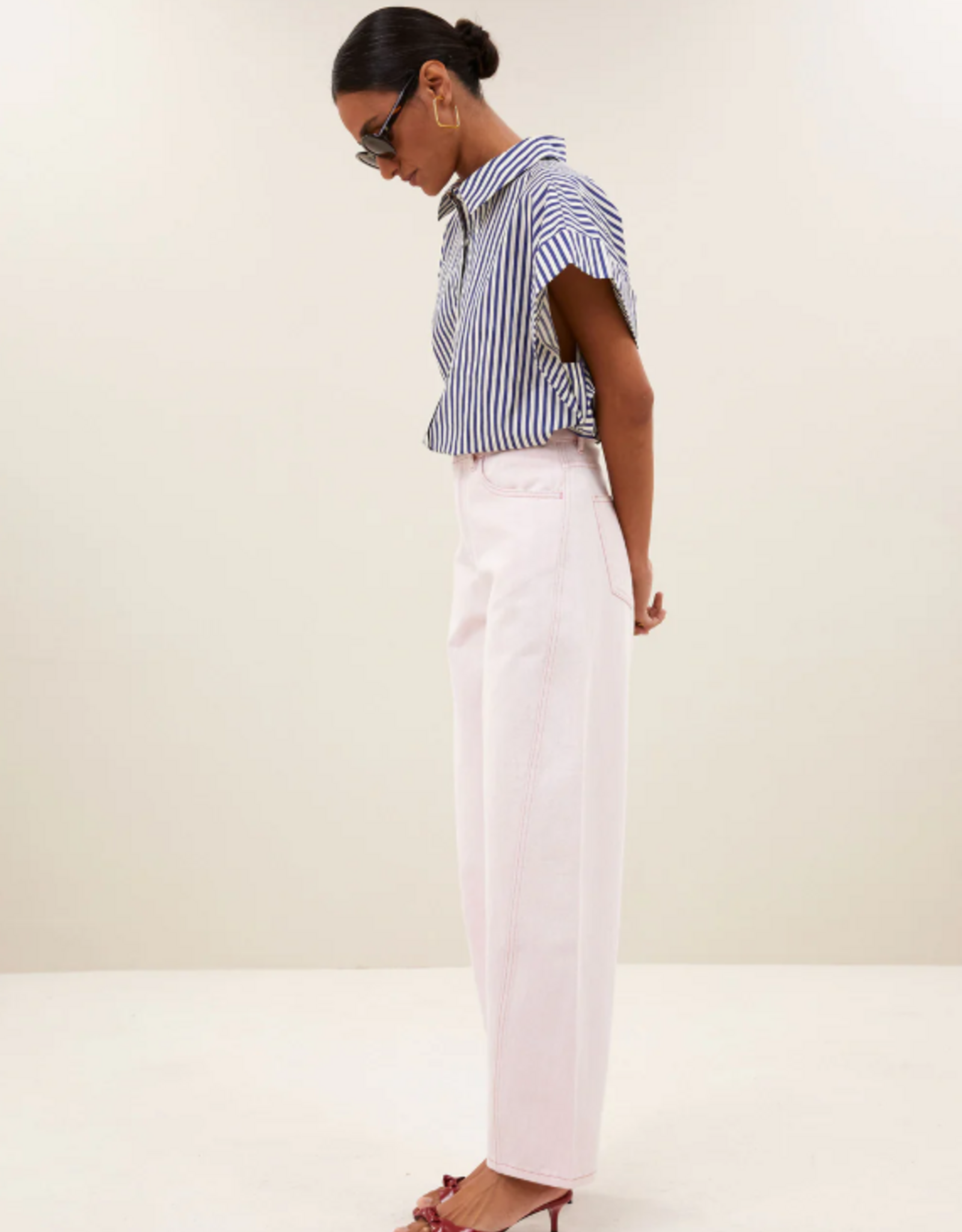 By Bar Pixie Blue Stripe Blouse Dark Blue