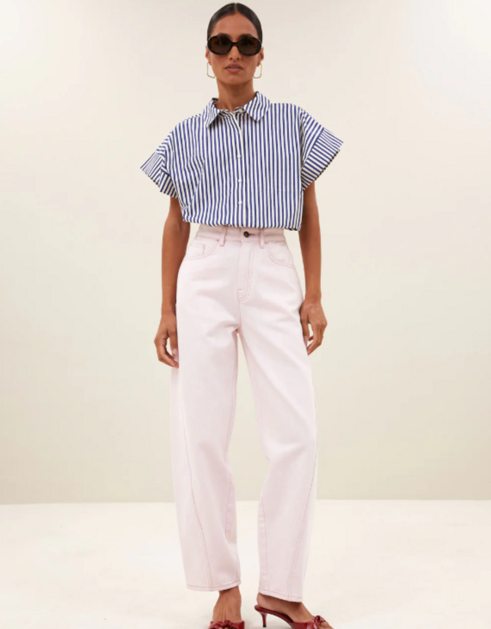 By Bar Pixie Blue Stripe Blouse Dark Blue