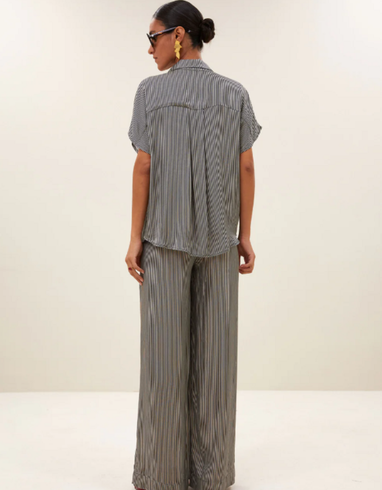 By Bar Barley Silky Stripe Blouse Jet Black