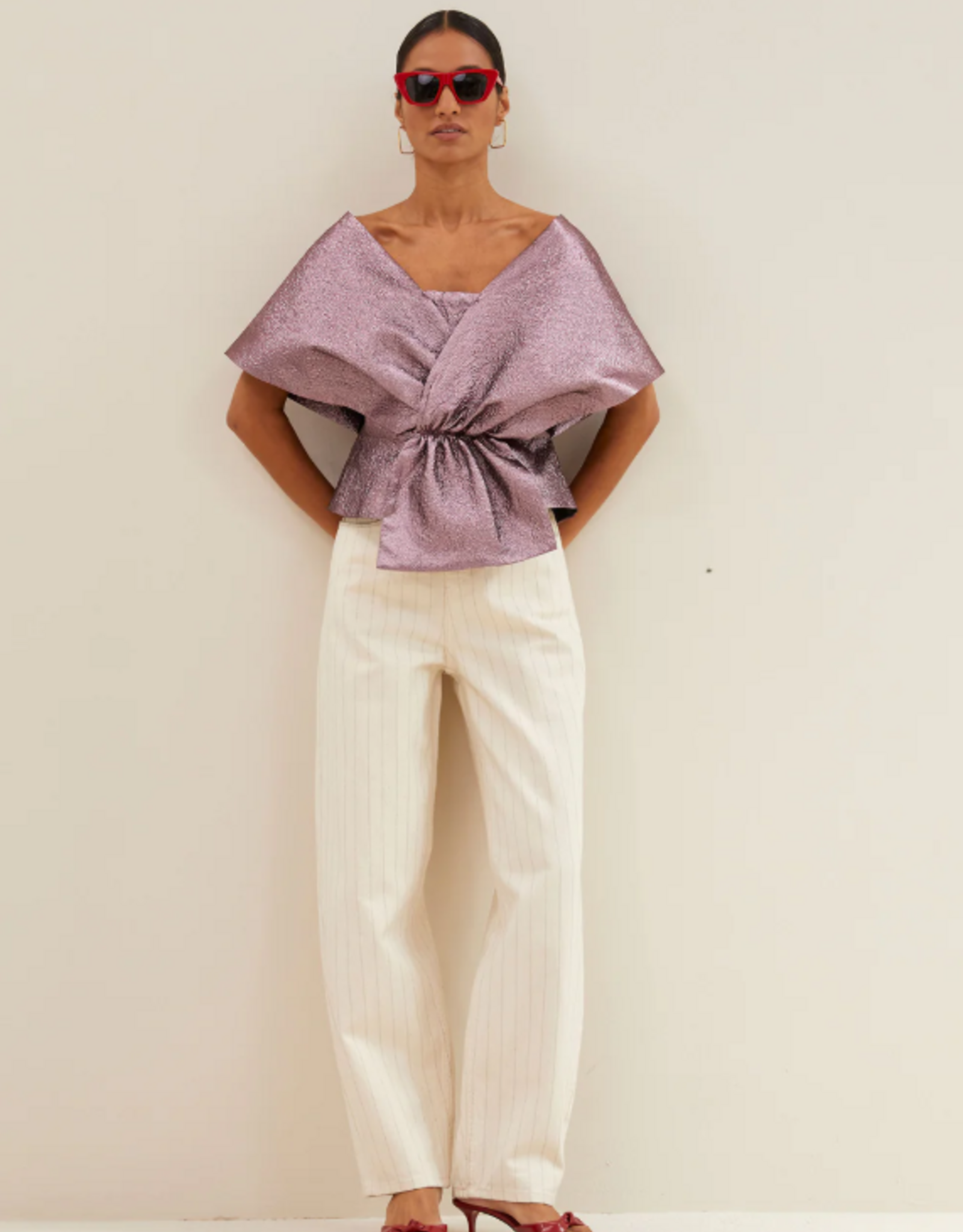 By Bar Simone Metallic Top Dusty Lilac