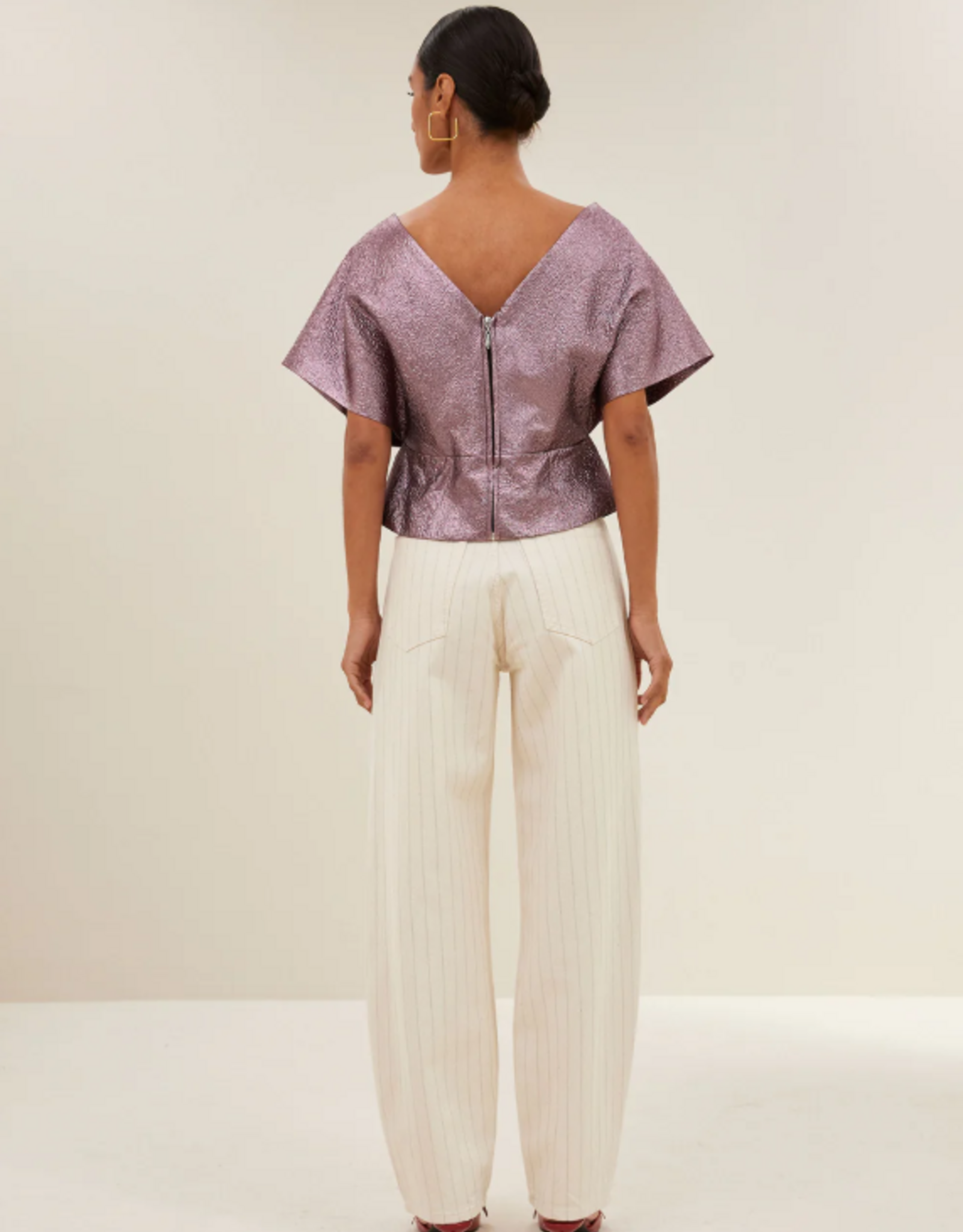 By Bar Simone Metallic Top Dusty Lilac