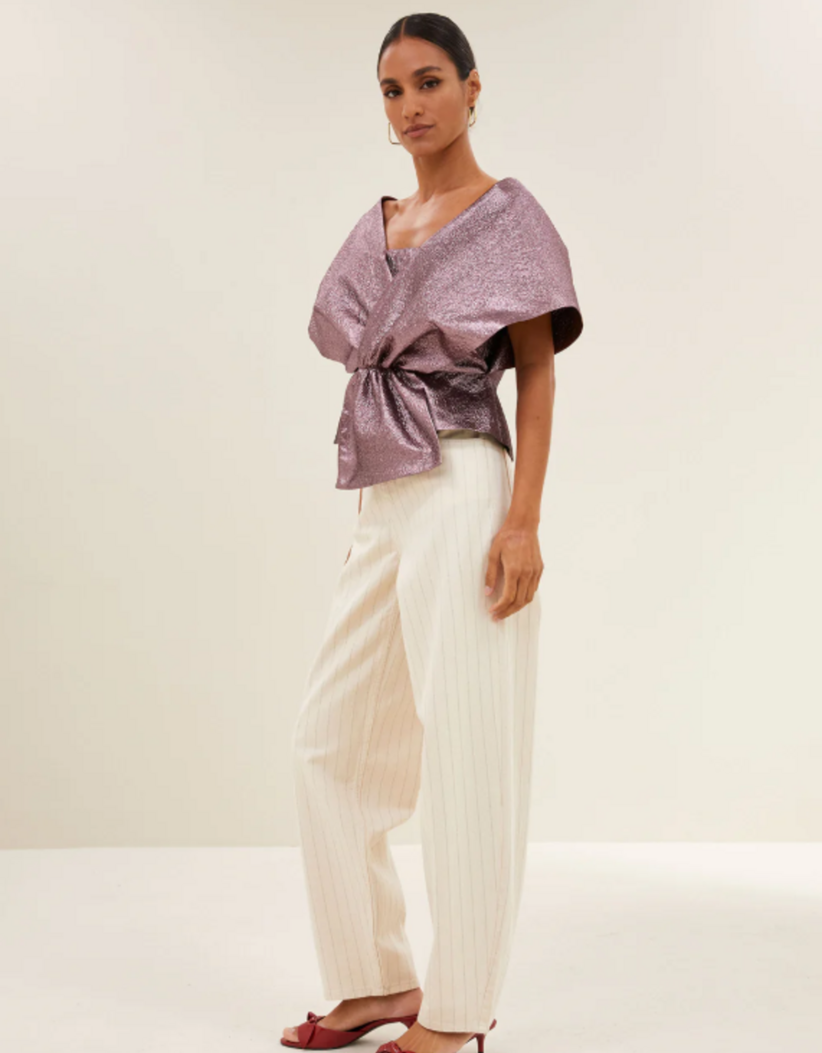 By Bar Simone Metallic Top Dusty Lilac