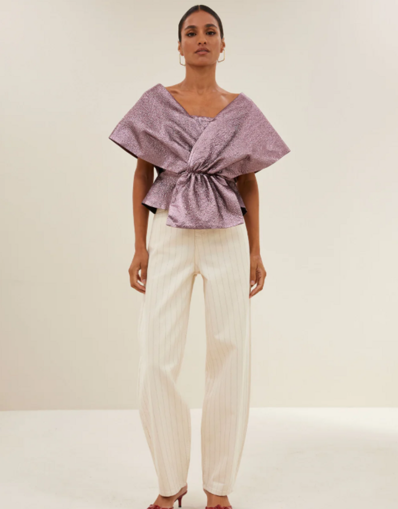 By Bar Simone Metallic Top Dusty Lilac