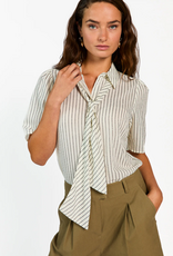 Aaiko Veronne Stripe Tie Blouse Les Blancs