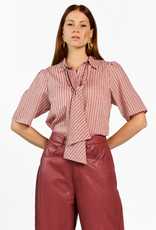 Aaiko Veronne Stripe Tie Blouse Pomegranate