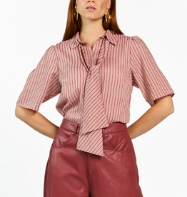 Aaiko Veronne Stripe Tie Blouse Pomegranate