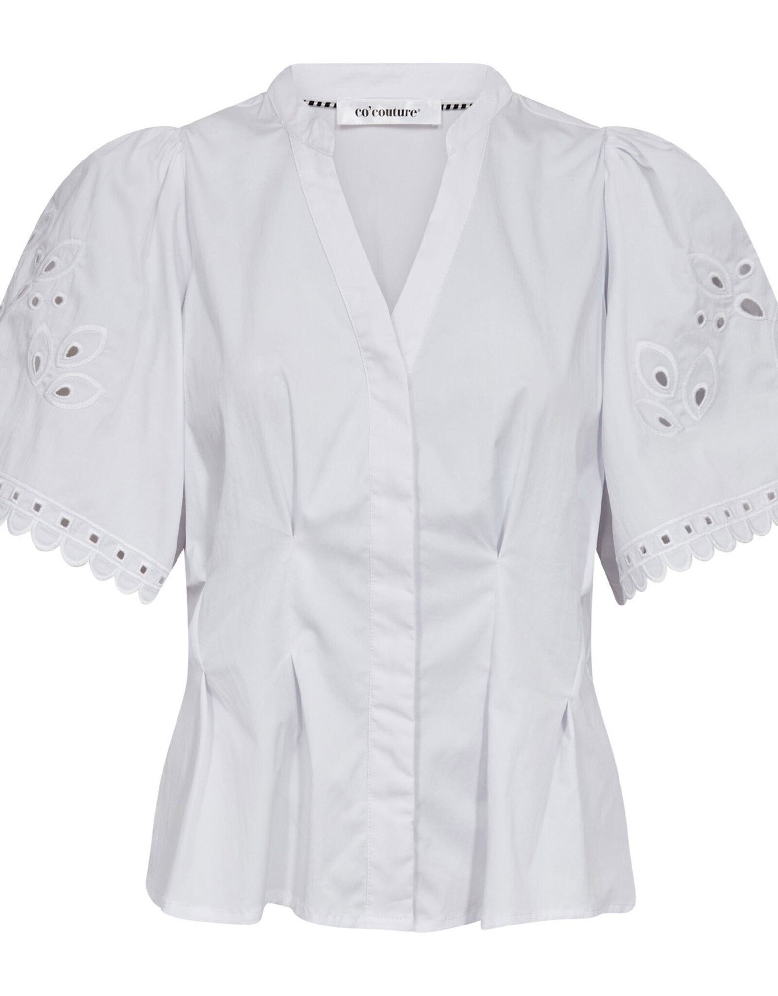 Co'Couture Poppy Emb SS V-Shirt White