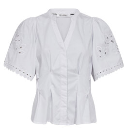 Co'Couture Poppy Emb SS V-Shirt White