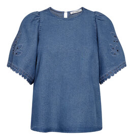 Co'Couture Tilly Emb SS Blouse Denim Blue