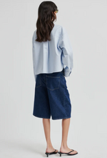 Second Female Joza Cropped Shirt Light Blue Denim