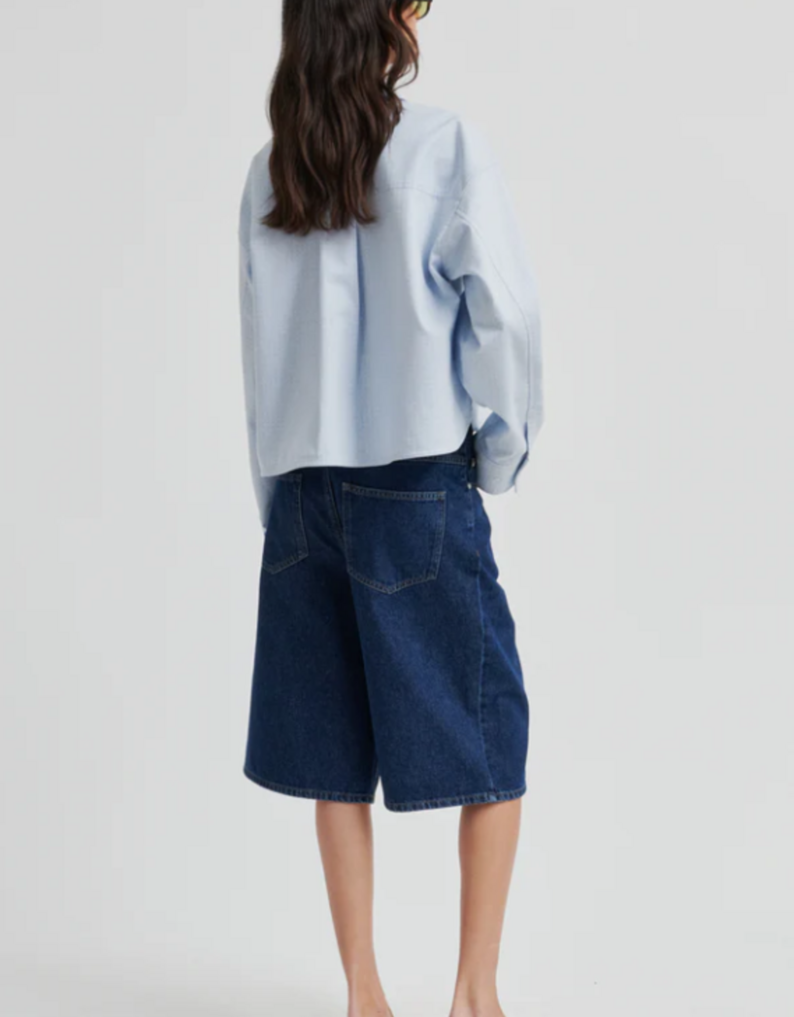 Second Female Joza Cropped Shirt Light Blue Denim