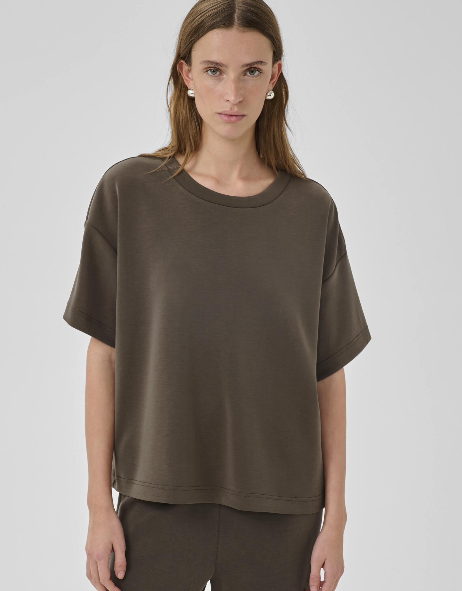 My Essential Wardrobe Helle EMB Boxy Tee Major Brown