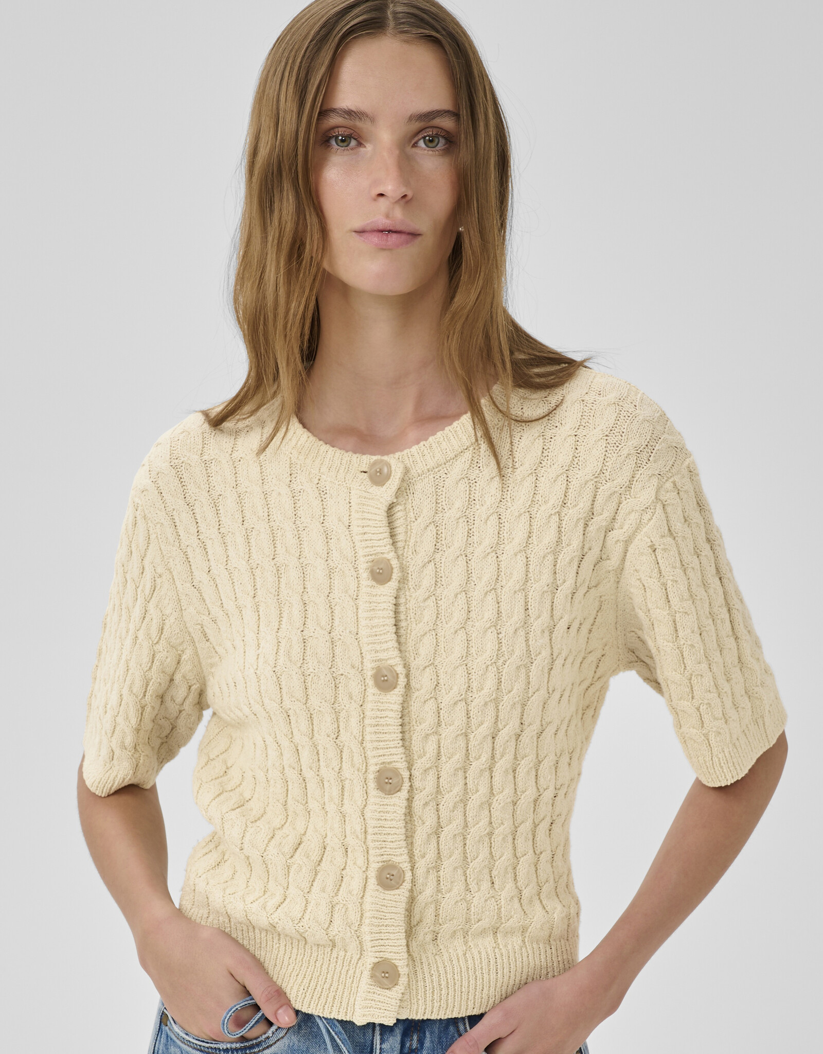 My Essential Wardrobe Diva Knit Cardigan Brown Rice