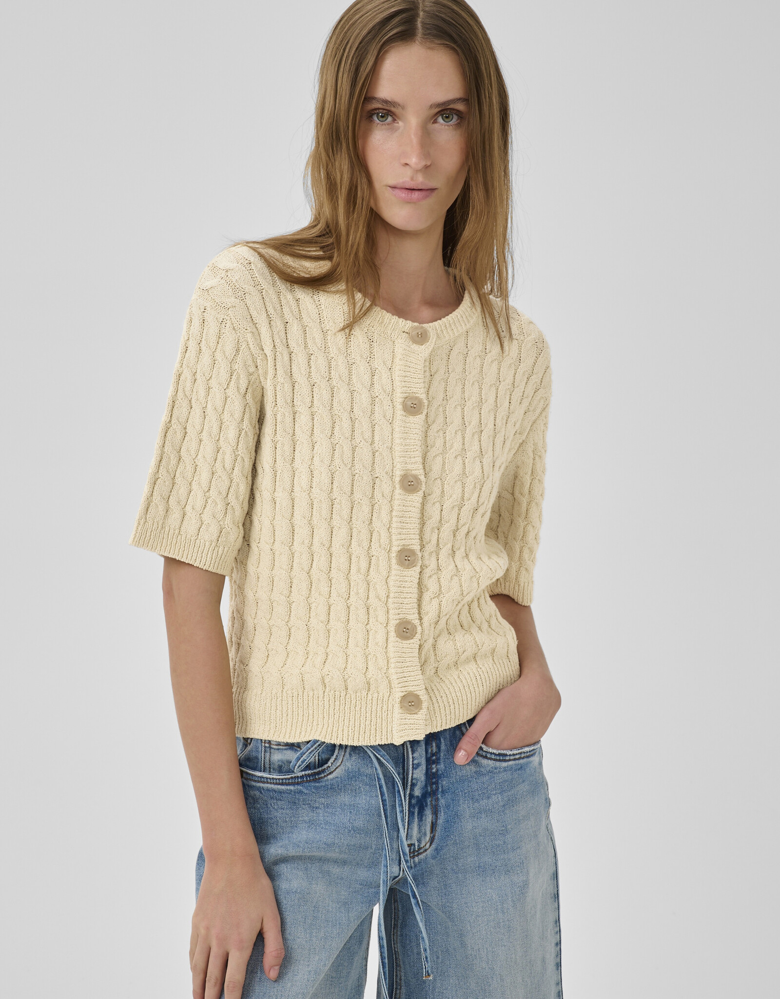 My Essential Wardrobe Diva Knit Cardigan Brown Rice