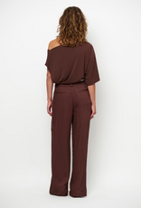 Dante 6 Gou Embellished Drapery Top Chocolate Brown