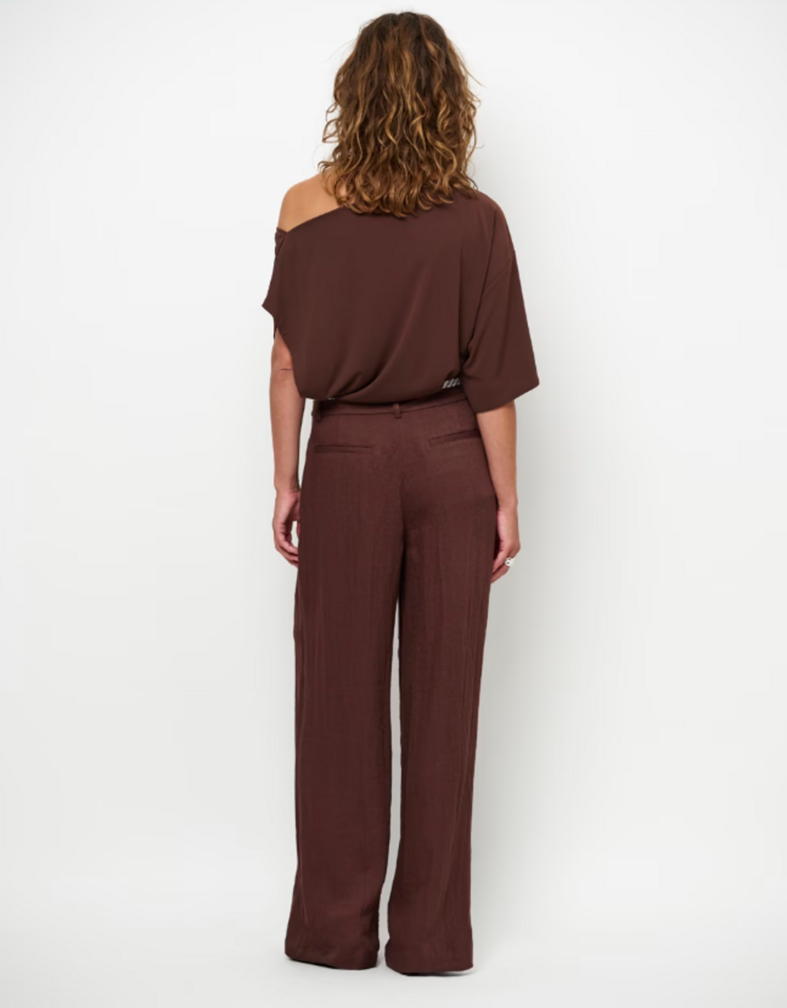 Dante 6 Gou Embellished Drapery Top Chocolate Brown