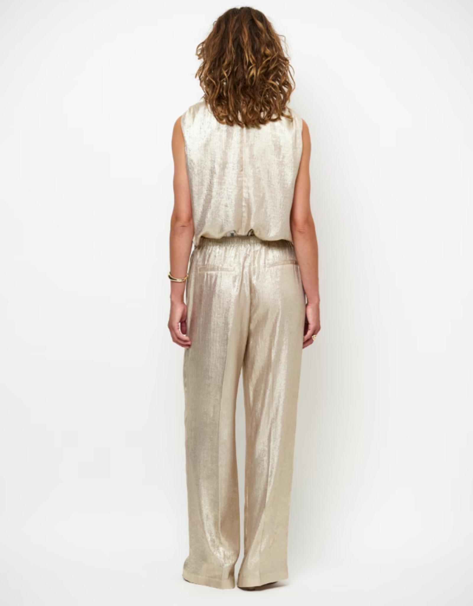 Dante 6 Aurora Embellished Metallic Top Porcelain Beige