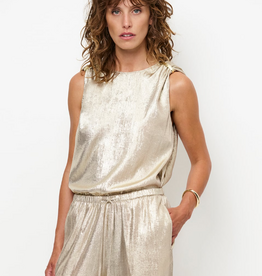 Dante 6 Aurora Embellished Metallic Top Porcelain Beige