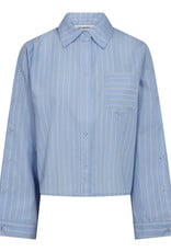 Co'Couture Simo Stripe Button Shirt Pale Blue