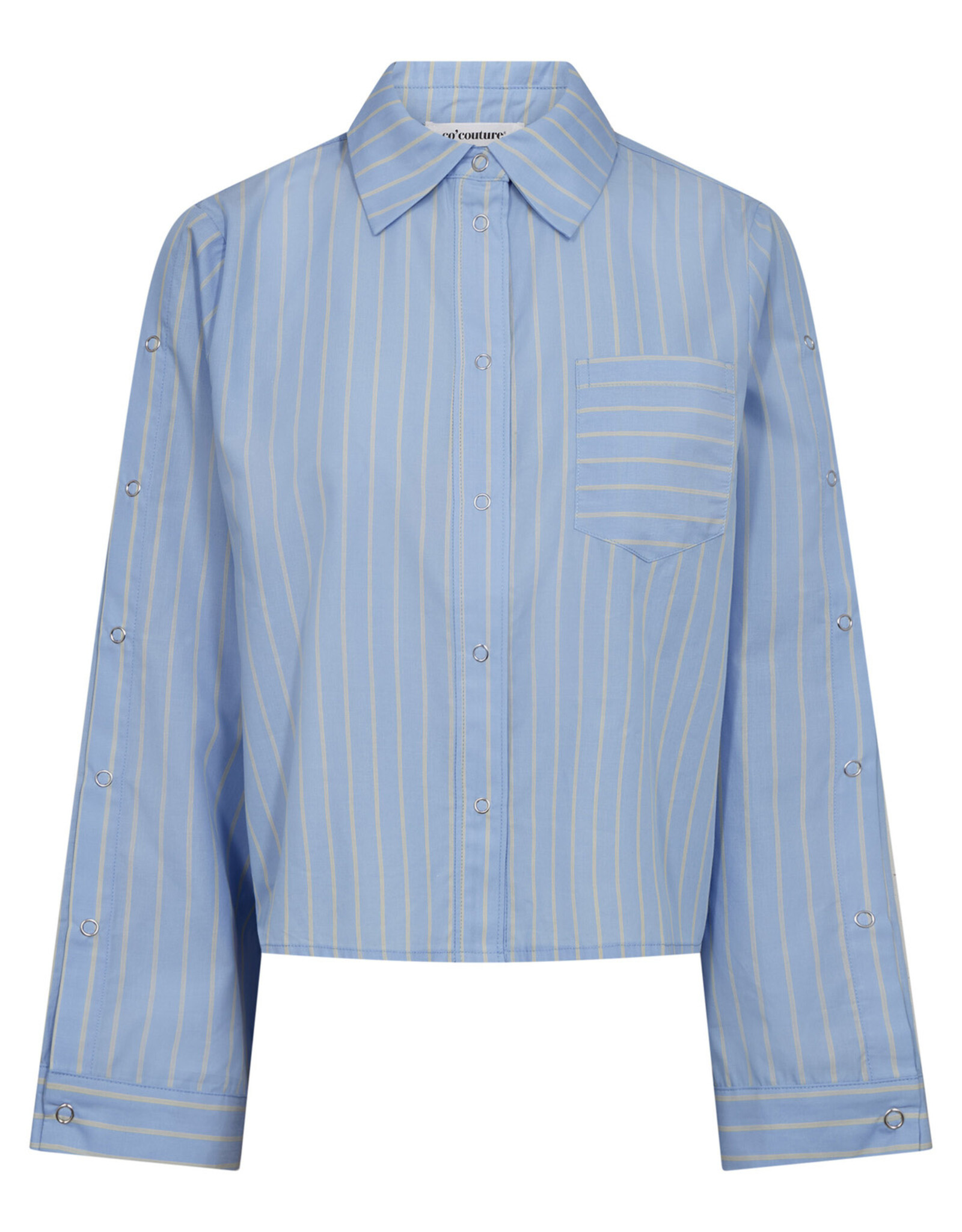 Co'Couture Simo Stripe Button Shirt Pale Blue