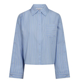 Co'Couture Simo Stripe Button Shirt Pale Blue