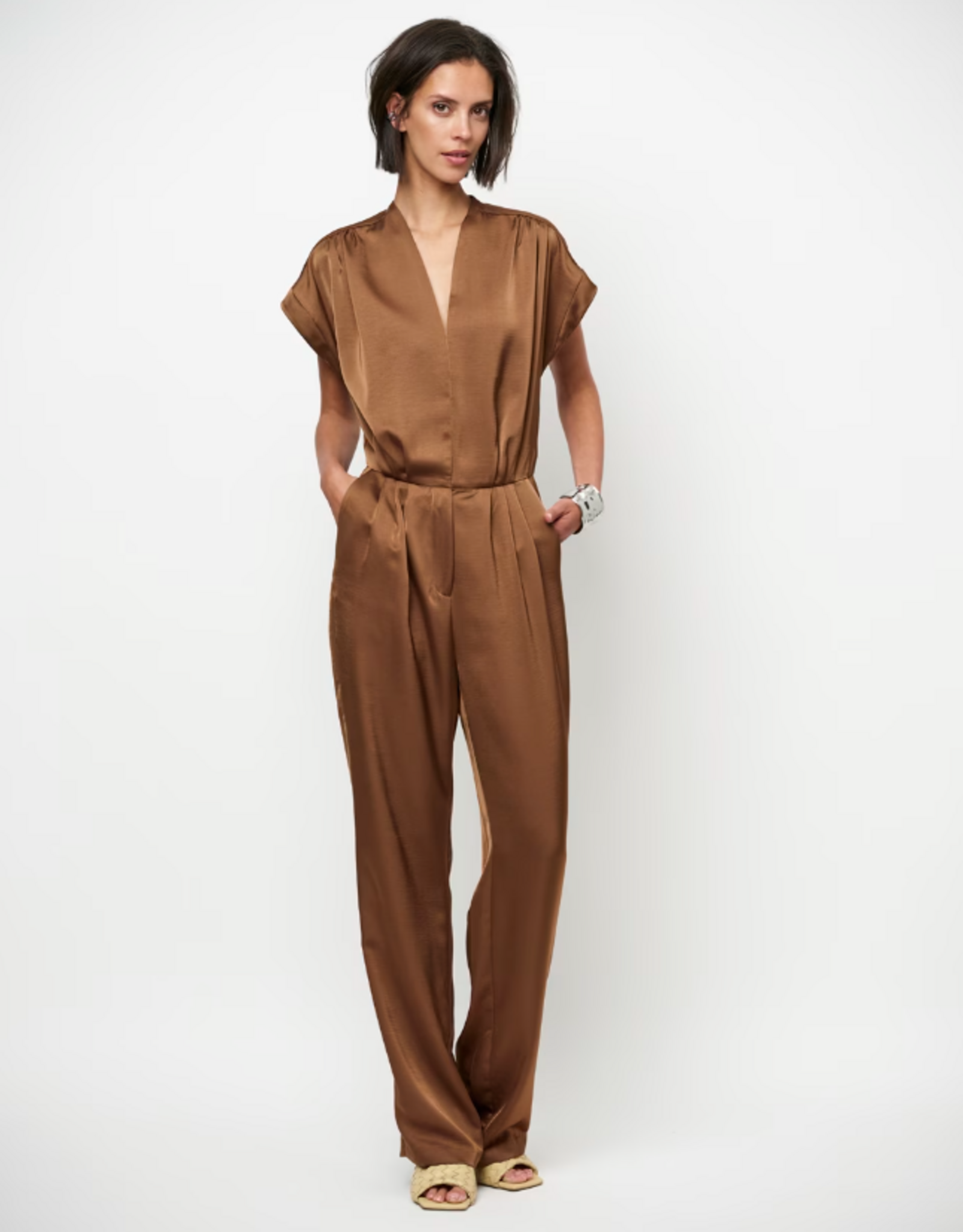 Dante 6 Oyana Satin Jumpsuit Mocha Mousse