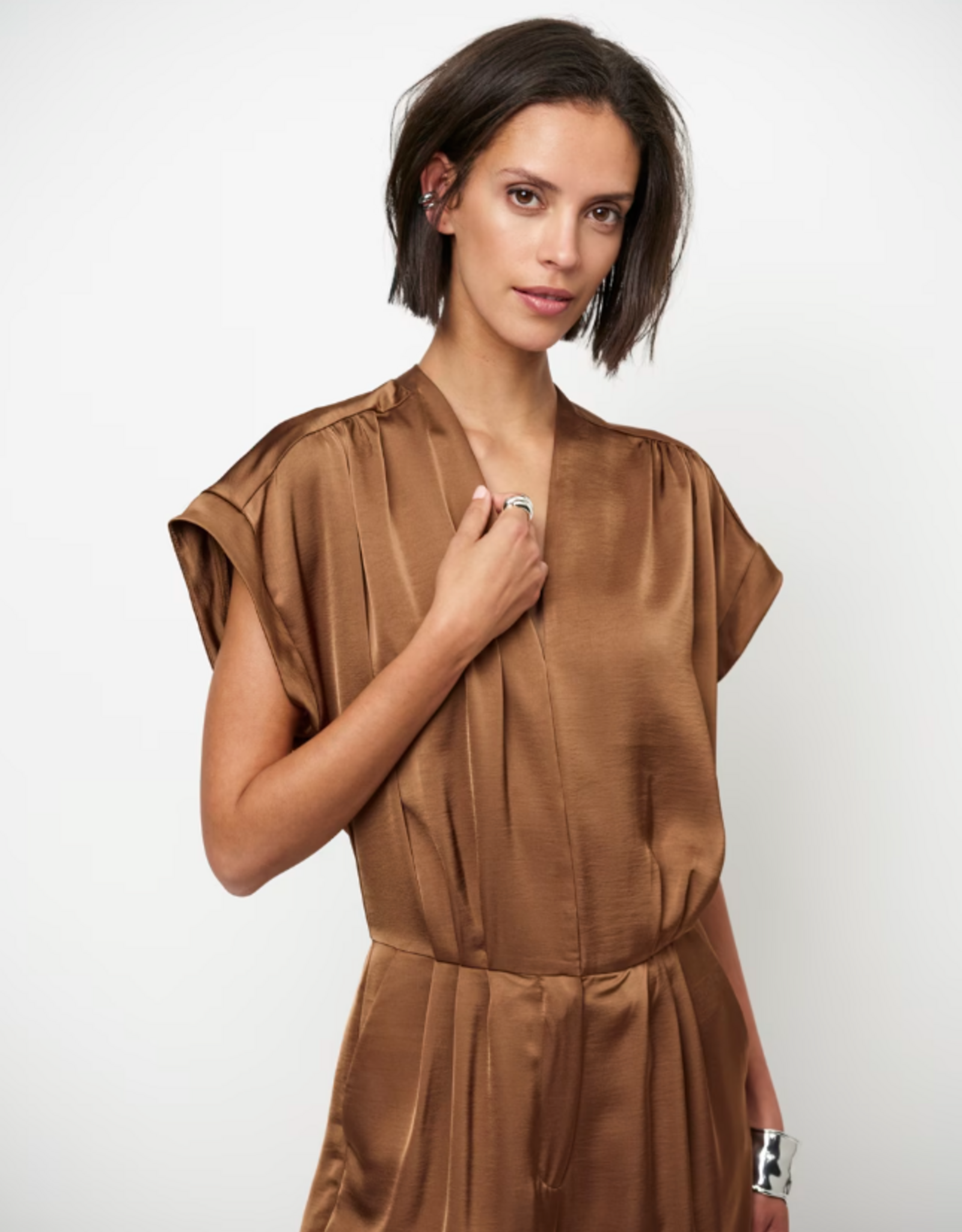Dante 6 Oyana Satin Jumpsuit Mocha Mousse