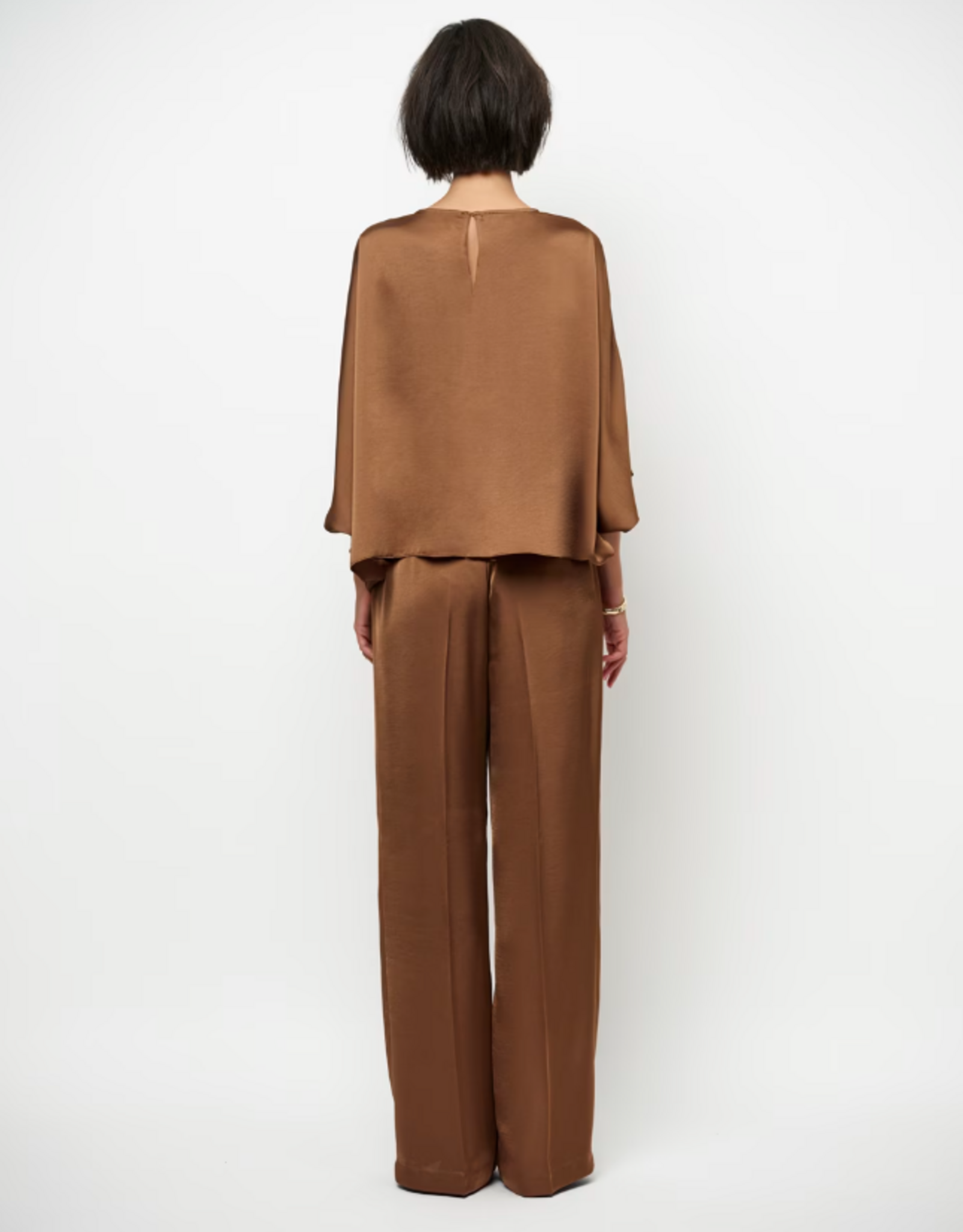 Dante 6 Risette Flowing Satin Top Mocha Mousse