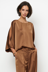 Dante 6 Risette Flowing Satin Top Mocha Mousse