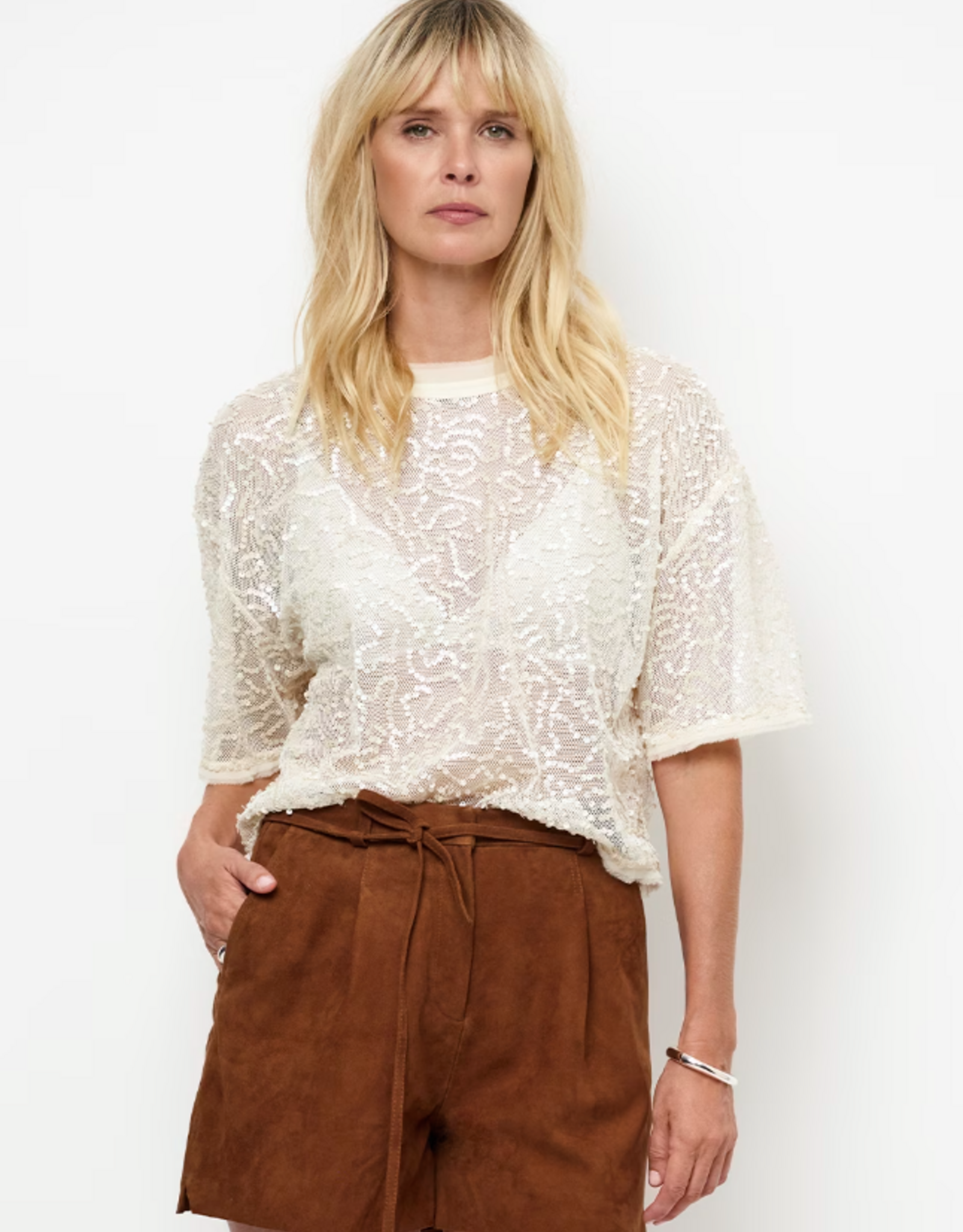 Dante 6 Zaira Sequins Net Top Butter Cream