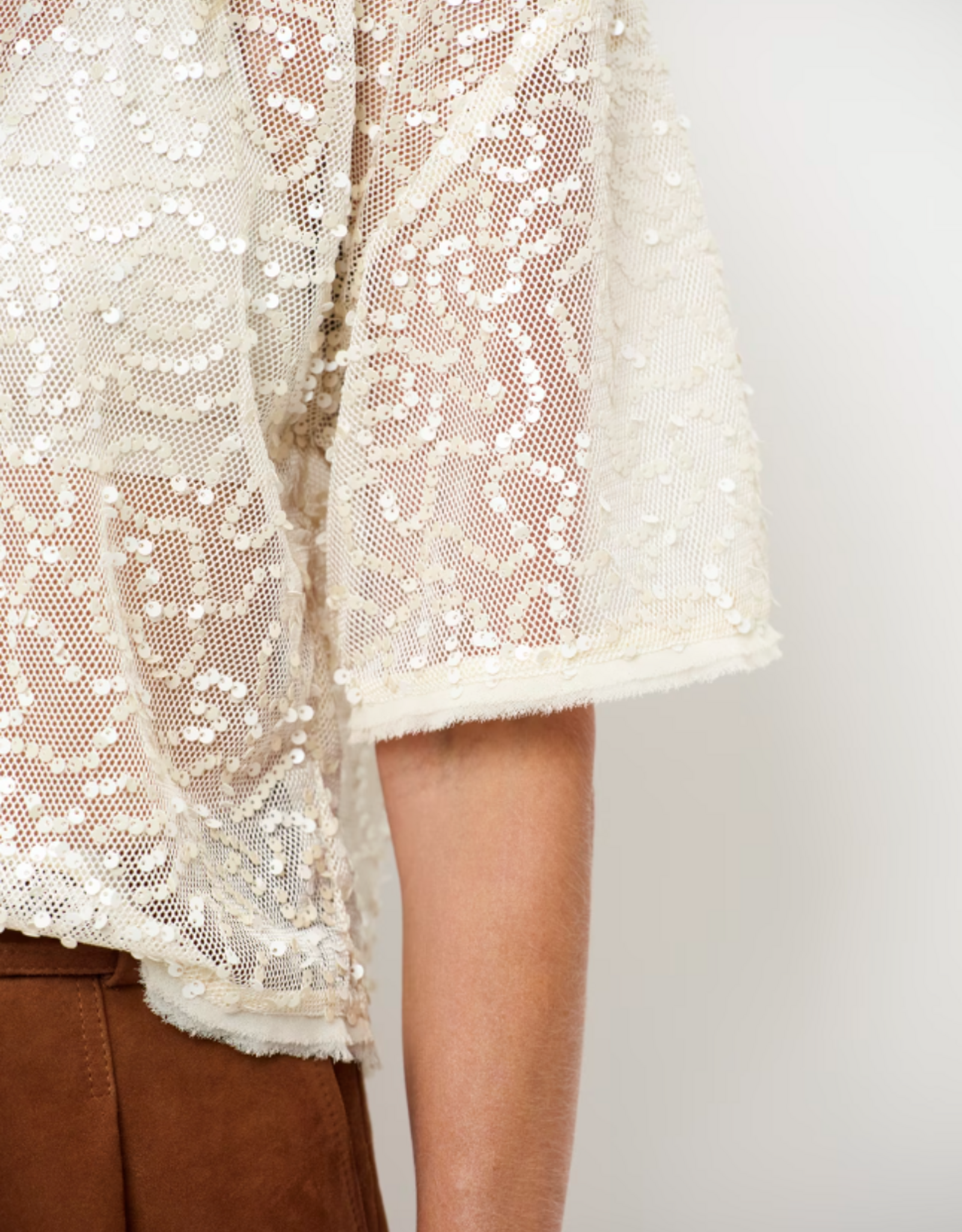 Dante 6 Zaira Sequins Net Top Butter Cream