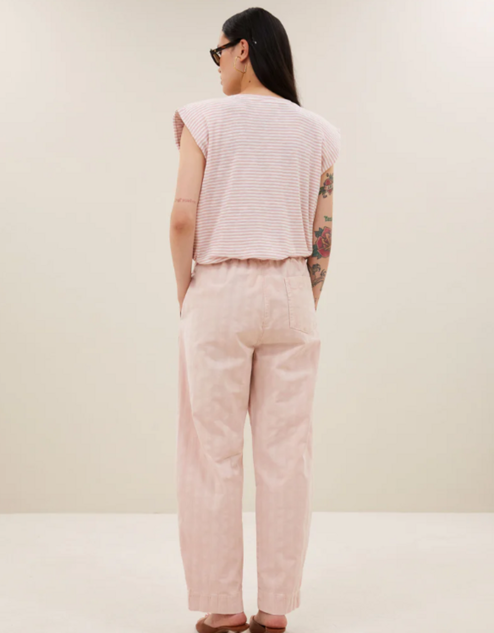 By Bar Nilou Flame Stripe Top Light Rose