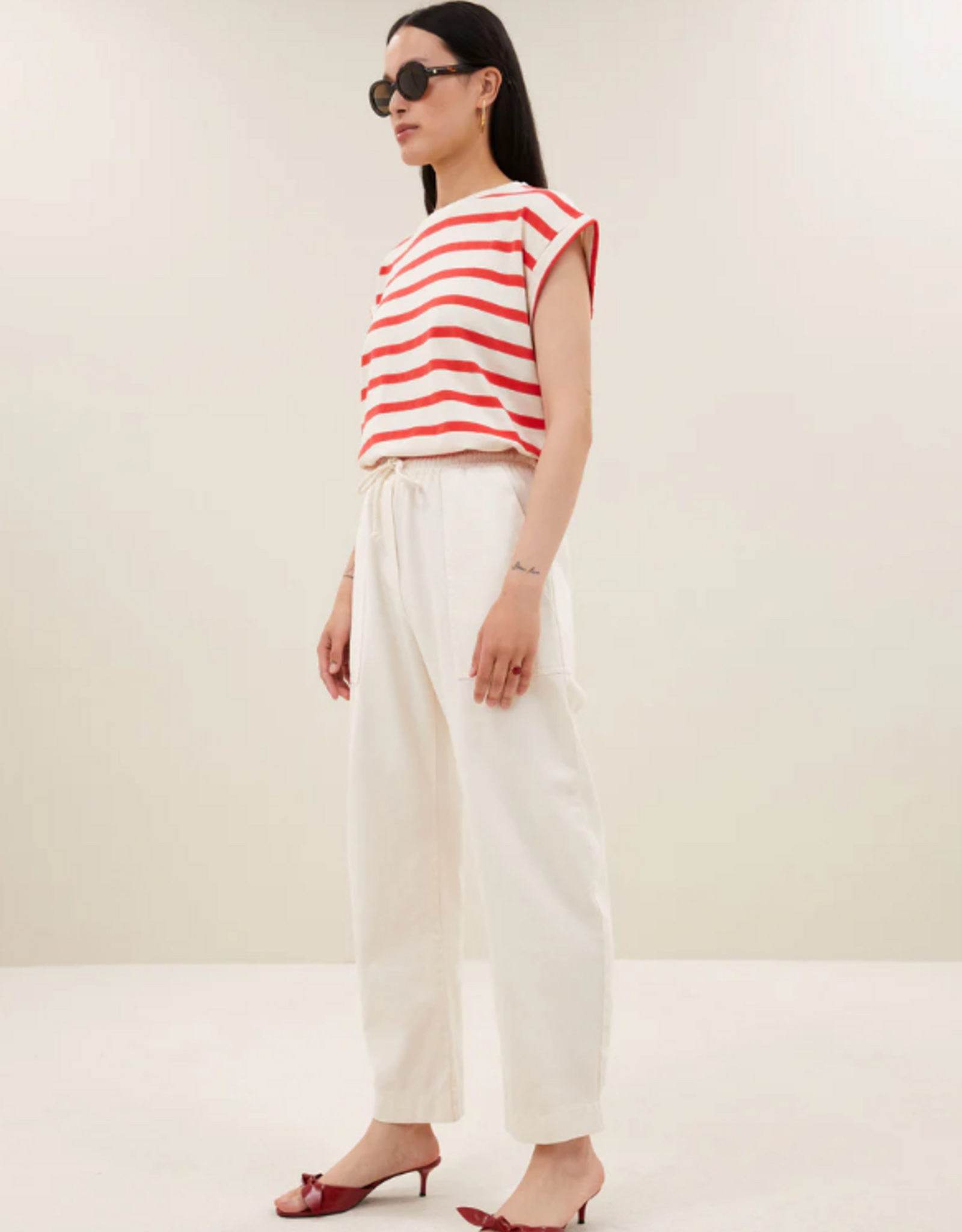 By Bar Tobi Stripe Top Poppy Red