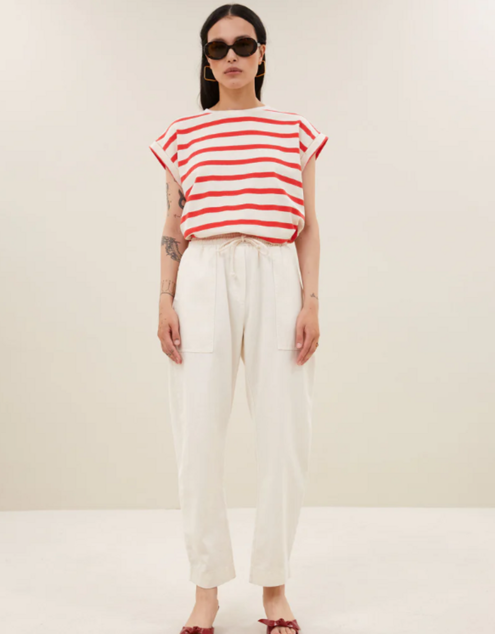By Bar Tobi Stripe Top Poppy Red