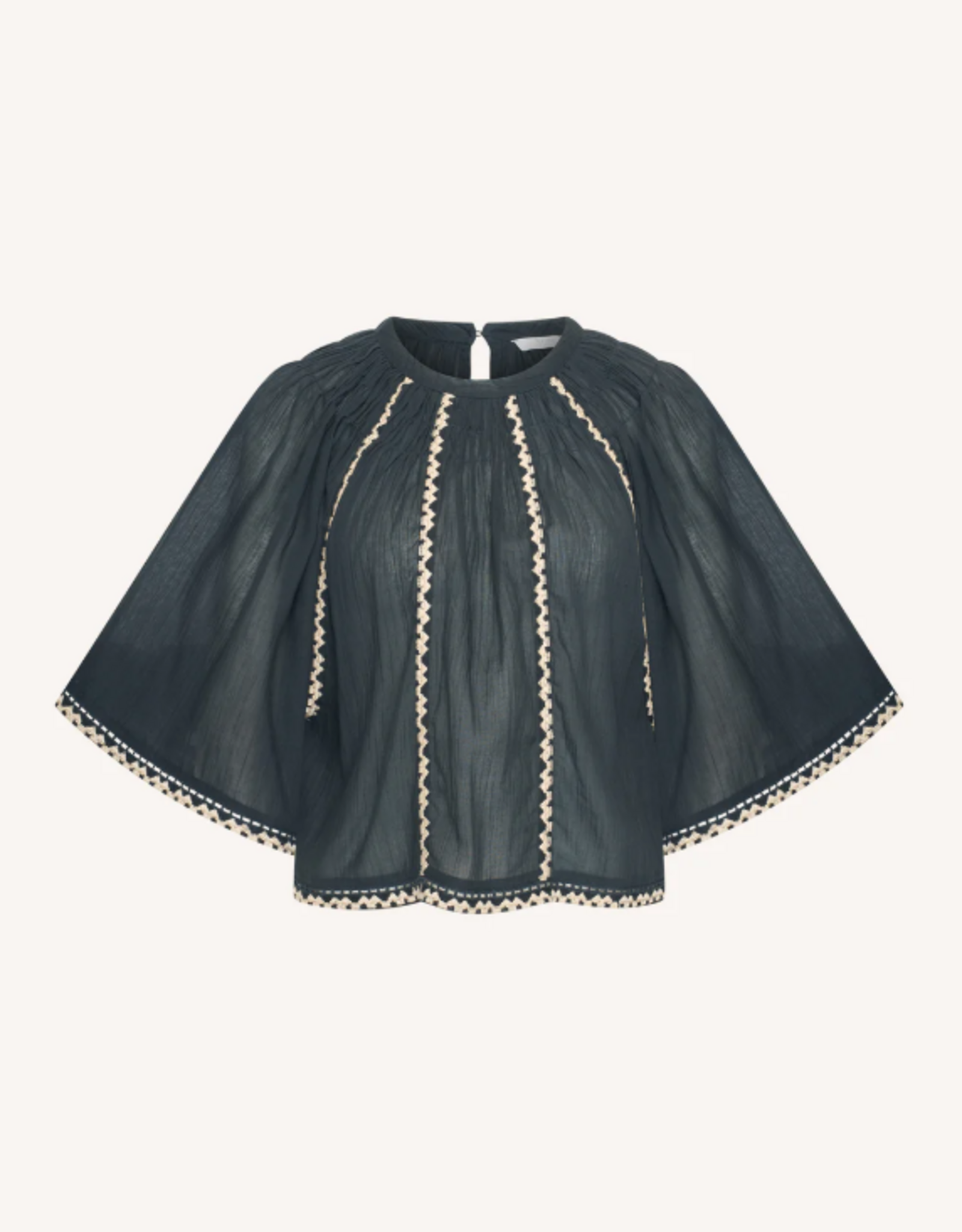 By Bar Emmi Embroidery Blouse Charcoal
