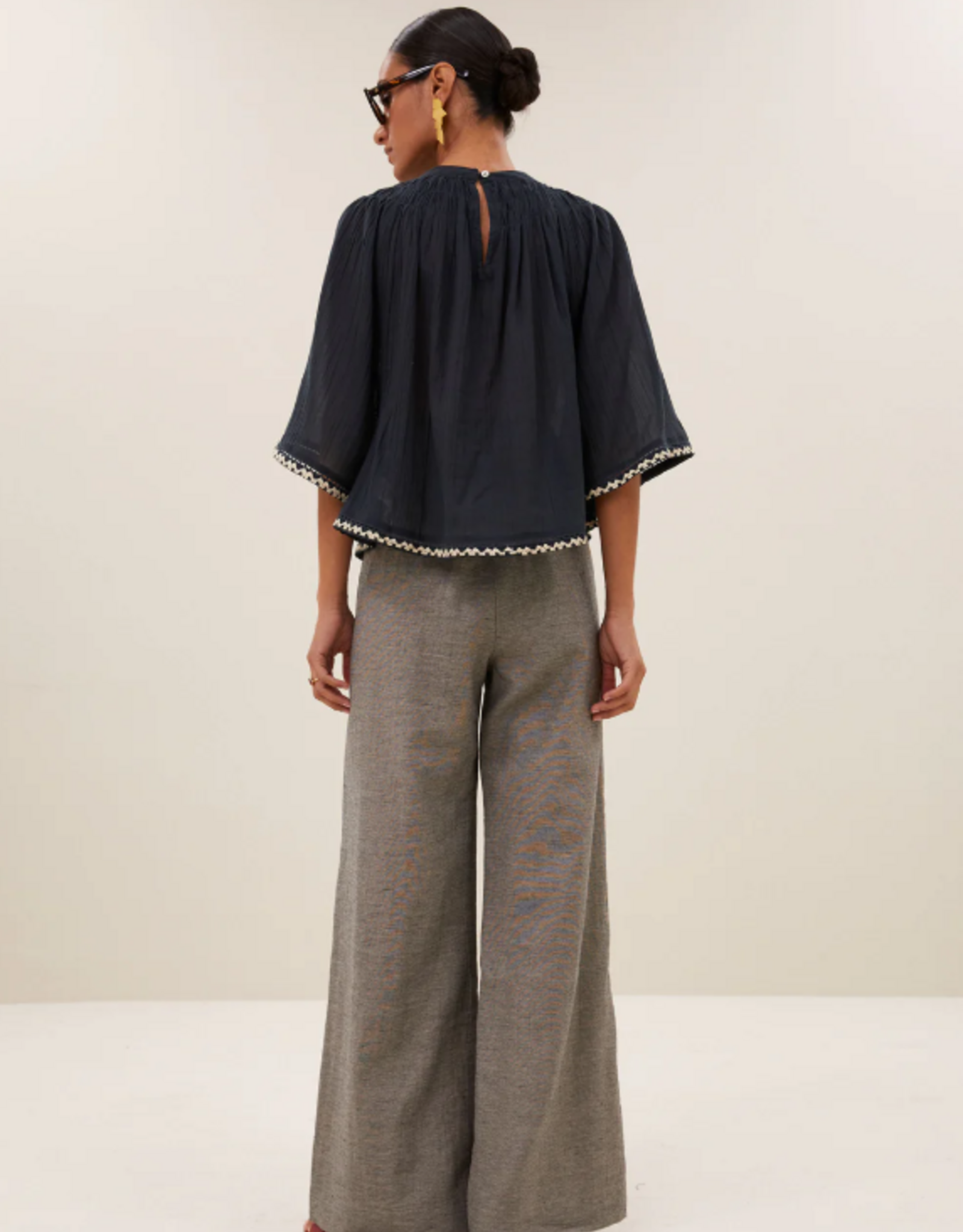 By Bar Emmi Embroidery Blouse Charcoal