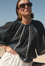 By Bar Emmi Embroidery Blouse Charcoal