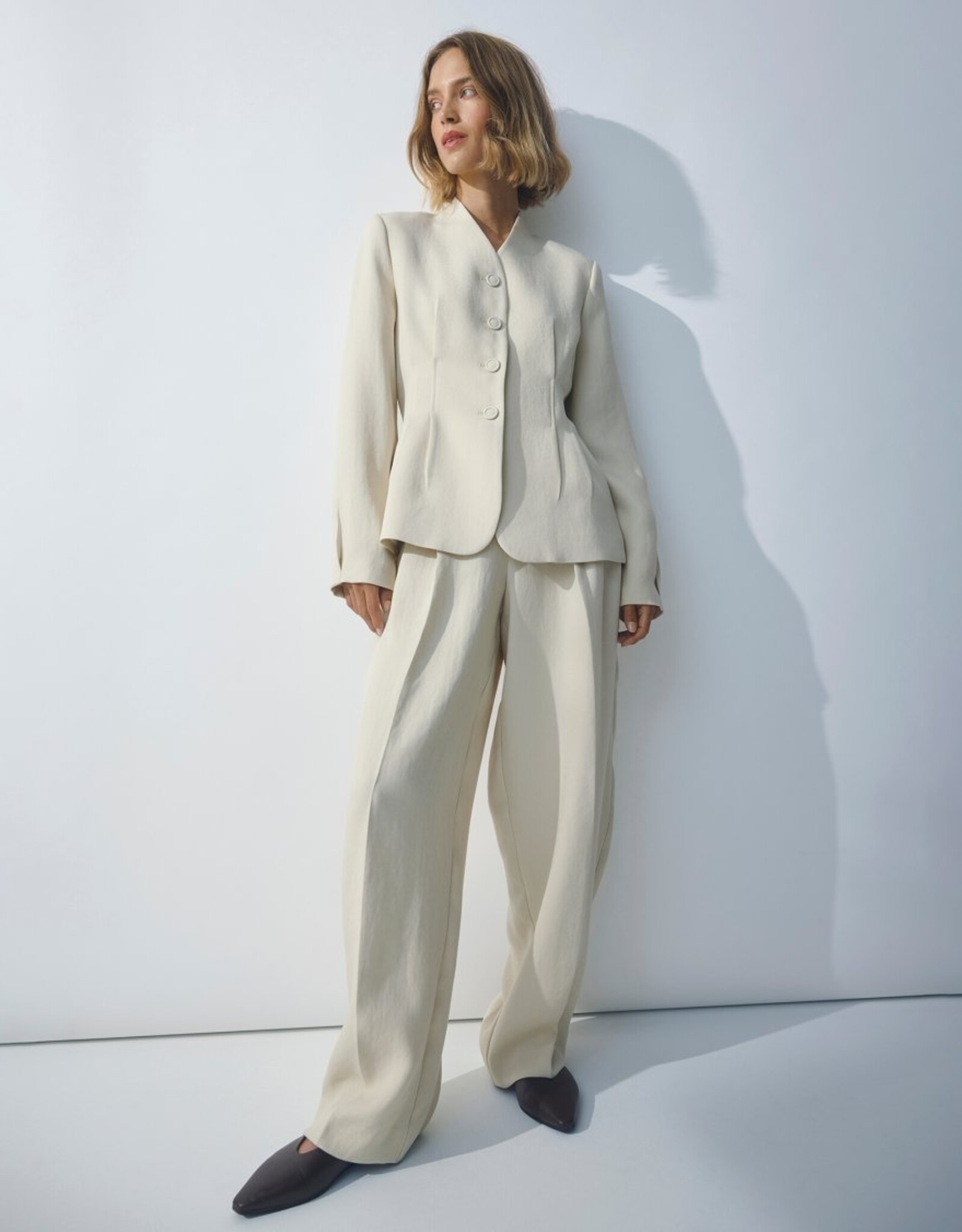 Moss Copenhagen Esteriane HW Pants Oatmeal Melange