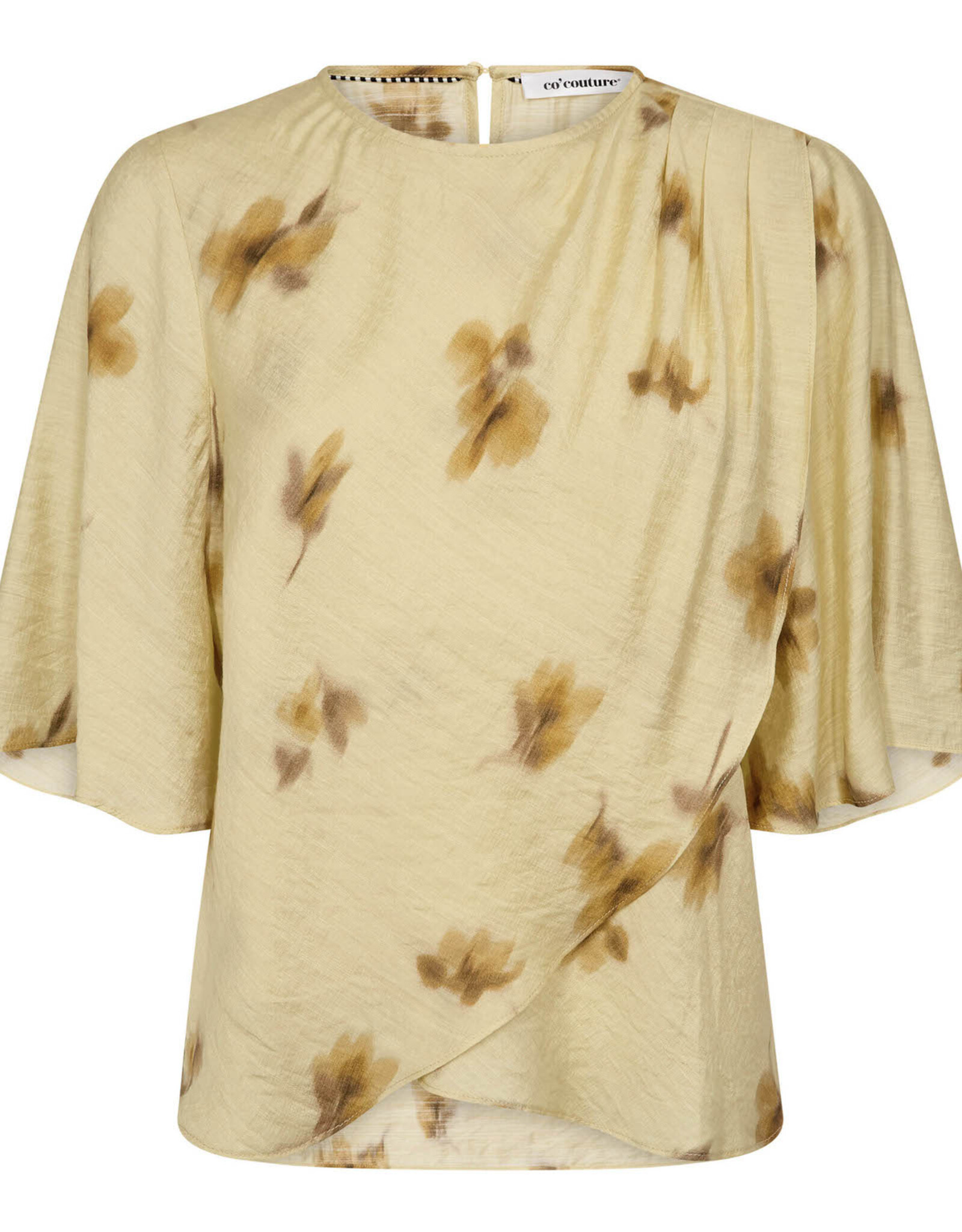 Co'Couture Myla Flower Drape SS Blouse Pale Yellow