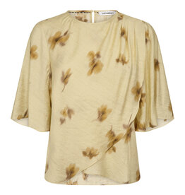 Co'Couture Myla Flower Drape SS Blouse Pale Yellow