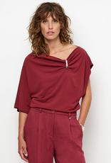 Dante 6 Gou Embellished Drapey Top Berry Red