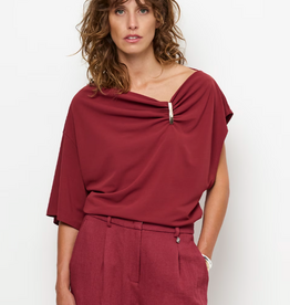Dante 6 Gou Embellished Drapey Top Berry Red
